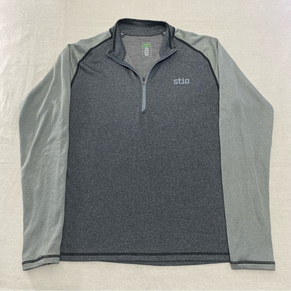 Stio Sweater Mens M Gray Basis Power Wool Base Layer 1/4 Zip Pullover Hiking